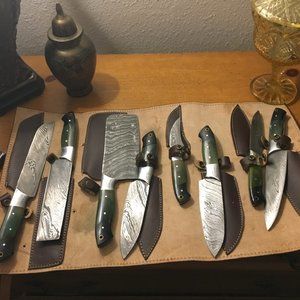 The Seal of the Great State of Oklahoma 1907 kitchen knives w/leather case